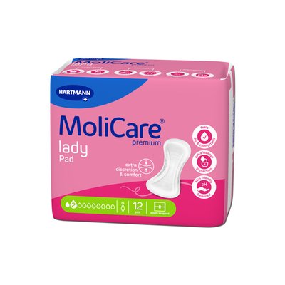Produktbild für MoliCare Premium Lady Pad 2 Tropfen, Inkontinenzeinlage für Frauen leichte Blasenschwäche, Aloe Vera, Tag und Nacht