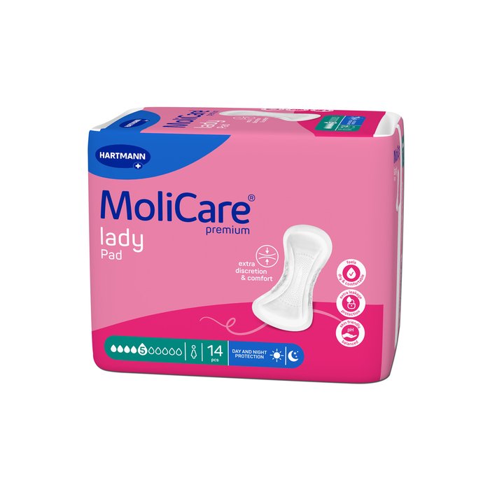 Product Image of MoliCare Premium Lady Pad 5 Tropfen, Inkontinenzeinlage Frauen mittlere Blasenschwäche, Aloe Vera, Tag und Nacht