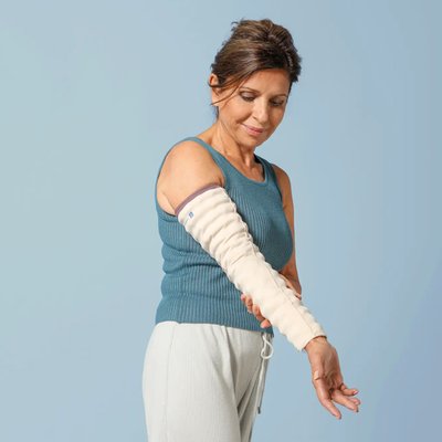 Produktbild für Thuasne Kompressions-Armstrumpf MOBIDERM, Armkompression bei Lymphödem, Daumeneinschluss, Drainage, beige