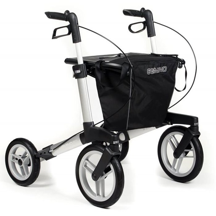 Product Image of Sunrise Medical Outdoor-Rollator Gemino 60, All-Terrain-Rollator für draußen, XXL-Räder, wetterfeste Tasche, Silbergrau