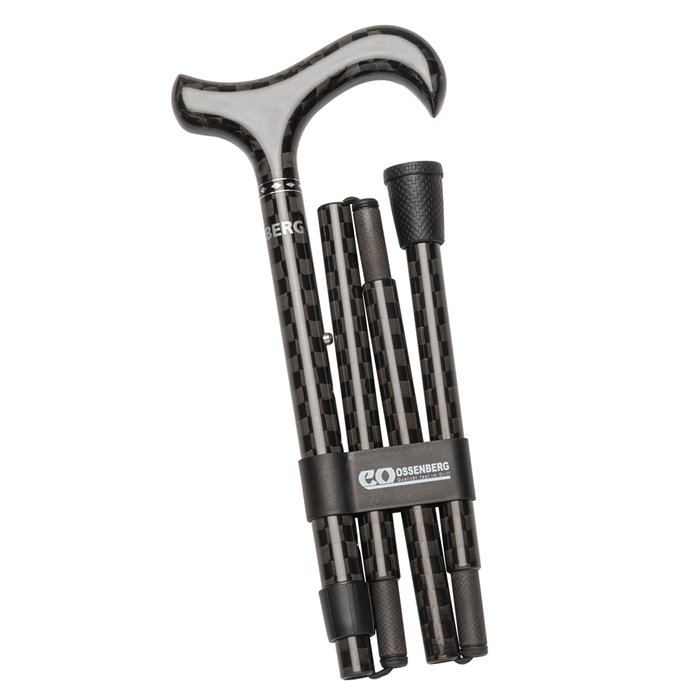 Product Image of Ossenberg Carbon-Gehstock faltbar, Faltstock mit Derbygriff Schachbrettmuster, ultraleicht, 120 kg, schwarz-anthrazit