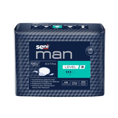 Produktbild für Seni Man Extra Level 3, Inkontinenzeinlage Männer extra starke Saugkraft, atmungsaktiv, latexfrei, 15 Stück