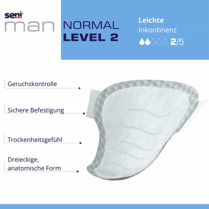 Product Image of Seni Man Normal, Inkontinenzeinlage für Männer Level 2, seitlicher Auslaufschutz, atmungsaktiv, 15 Stück