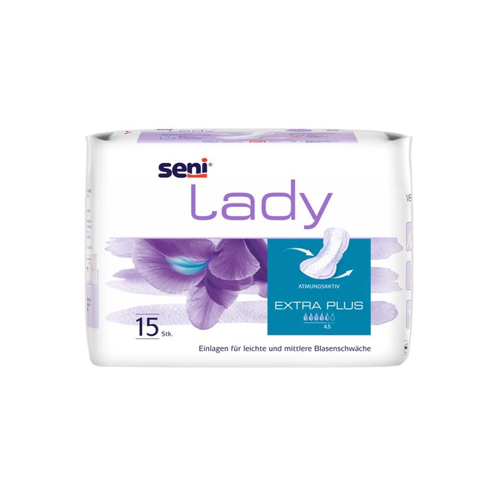 Product Image of Seni Lady Extra Plus, Inkontinenzeinlage für Frauen maximaler Schutz, extra Saugkraft, latexfrei, 15 Stück