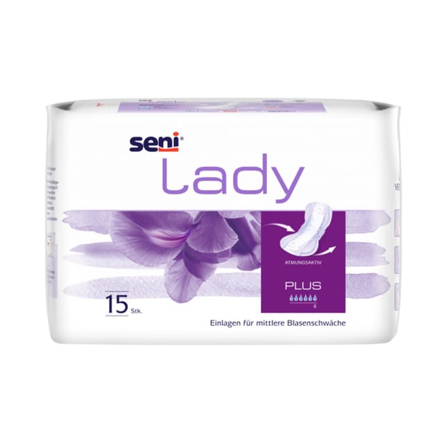 Gallery Image of Seni Lady Plus, Inkontinenzeinlage für Frauen hohe Saugfähigkeit, atmungsaktiv, latexfrei, 15 Stück