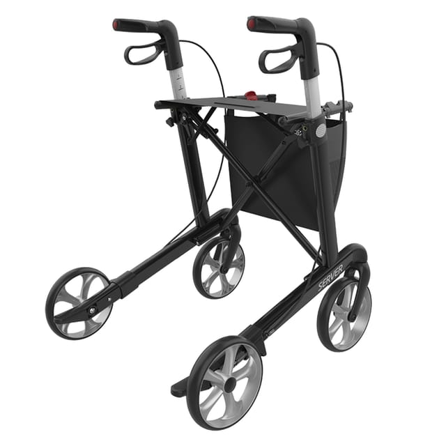 Gallery Image of Rehasense Rollator Server Aluminium, leichter Gehwagen faltbar, TPE-Räder, abnehmbare Einkaufstasche