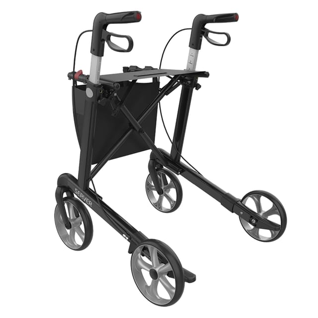 Gallery Image of Rehasense Rollator Server Aluminium, leichter Gehwagen faltbar, TPE-Räder, abnehmbare Einkaufstasche