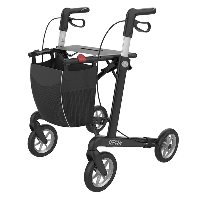 Product Image of Rehasense Rollator Server Aluminium, leichter Gehwagen faltbar, Soft-Räder, abnehmbare Einkaufstasche