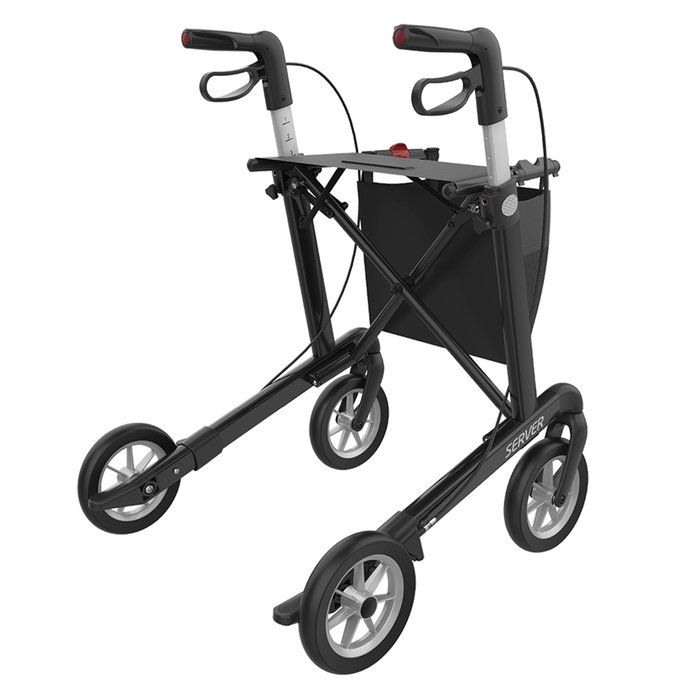 Product Image of Rehasense Rollator Server Aluminium, leichter Gehwagen faltbar, Soft-Räder, abnehmbare Einkaufstasche