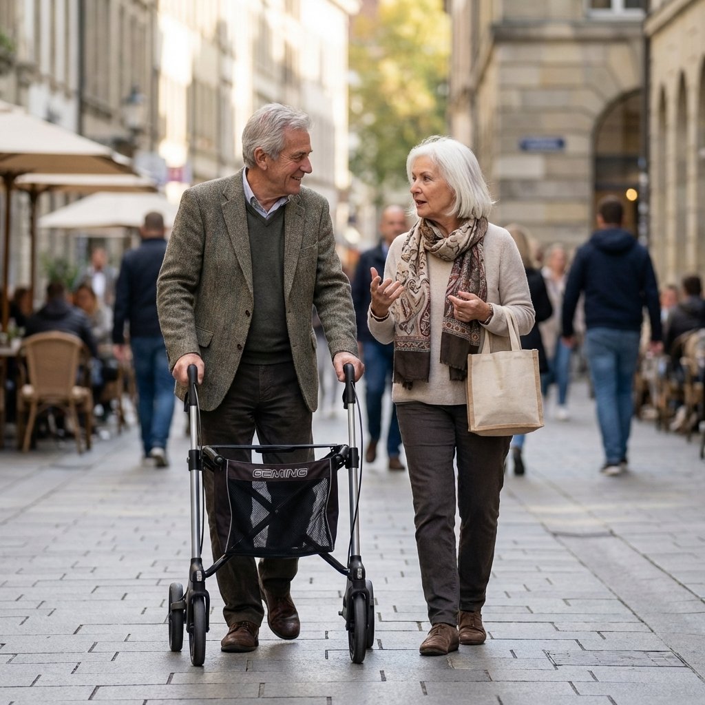 Product Image of Sunrise Medical Rollator Gemino 30, faltbarer Gehwagen für Senioren, Falt-Klick-System, Memory-Höhenverstellung