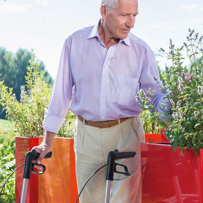 Product Image of Sunrise Medical Rollator Gemino 20, Falt-Klick-System, belastbar 150 kg, Memory-Höhenverstellung, Silbergrau