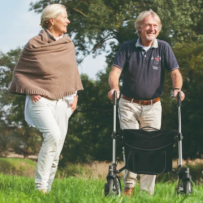Product Image of Sunrise Medical Outdoor-Rollator Gemino 60, All-Terrain-Rollator für draußen, XXL-Räder, wetterfeste Tasche, Silbergrau