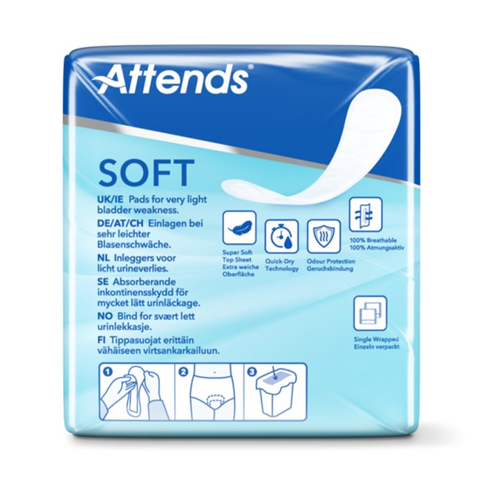 Product Image of Attends Soft 1 Mini Long, Inkontinenzeinlage bei leichter Blasenschwäche, ultradünn, atmungsaktiv, 16 Stück