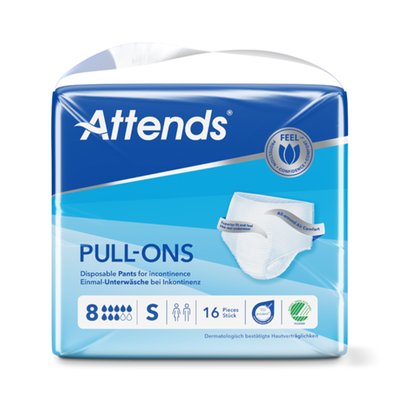Produktbild für Attends Pull-Ons 8, Inkontinenzhose bei sehr starker Blasenschwäche, atmungsaktiv, diskret wie Unterwäsche