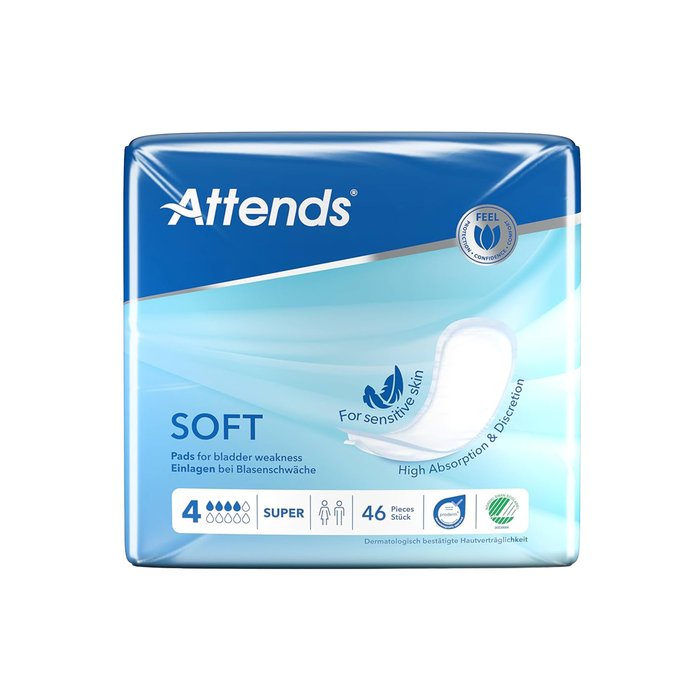Product Image of Attends Soft 4 Super, Inkontinenzeinlage mittlere Blasenschwäche, atmungsaktiv, weiche Vliesoberfläche
