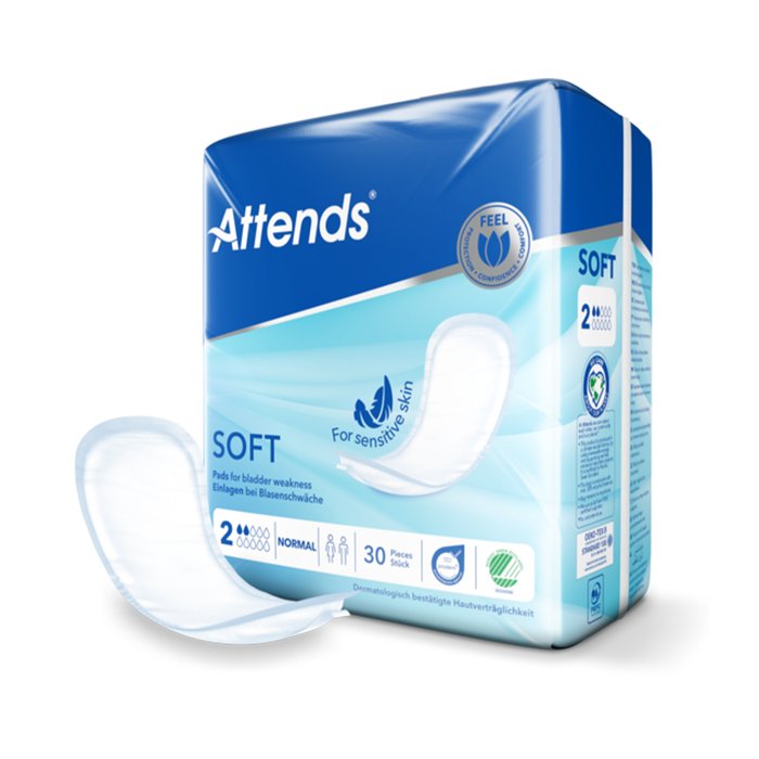 Product Image of Attends Soft 2 Normal, Inkontinenzeinlage leichte Blasenschwäche, atmungsaktiv, parfümfrei, latexfrei