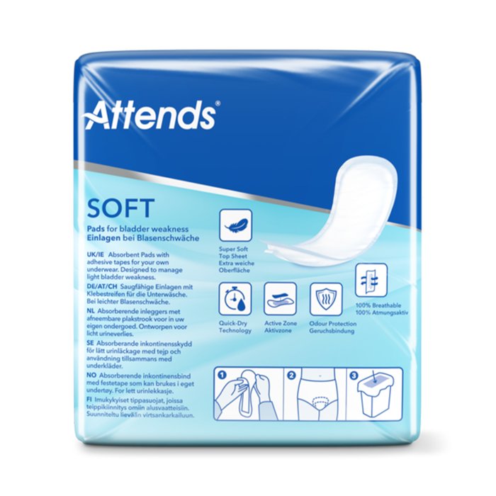 Product Image of Attends Soft 2 Normal, Inkontinenzeinlage leichte Blasenschwäche, atmungsaktiv, parfümfrei, latexfrei
