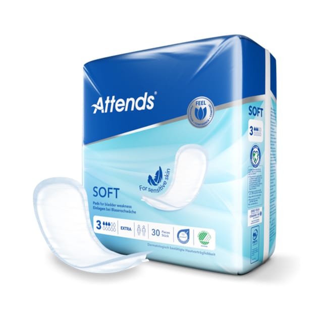 Gallery Image of Attends Soft 3 Extra, Inkontinenzeinlage leichte bis mittlere Blasenschwäche, atmungsaktiv, weiche Vliesoberfläche