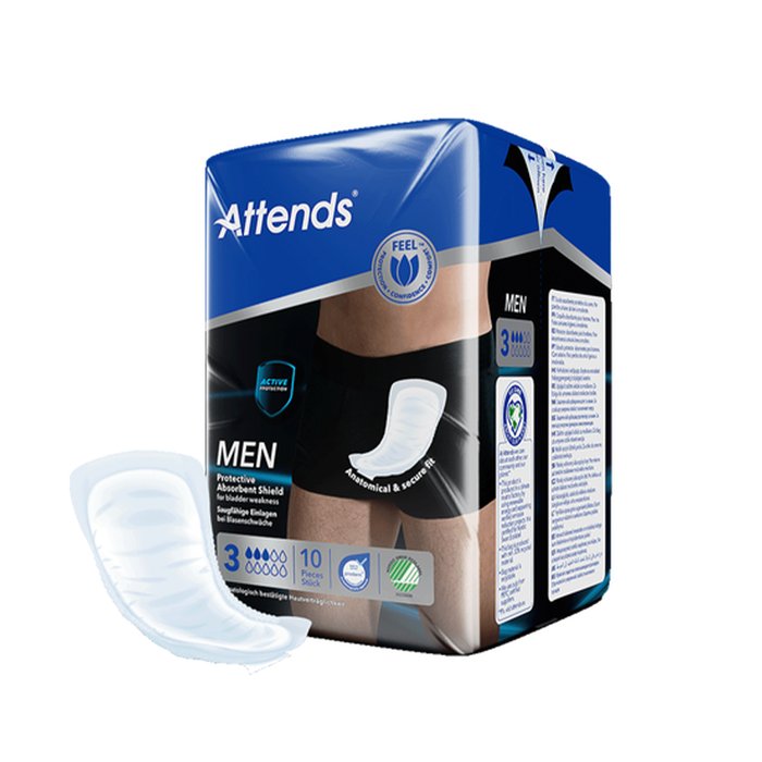 Product Image of Attends For Men 3 Protective Shield, Inkontinenzeinlage Männer hohe Saugkraft, diskret, schmal, hautfreundlich