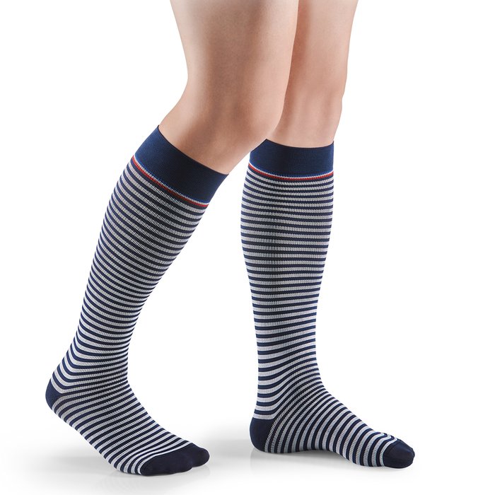 Product Image of Sigvaris Stützstrümpfe Highlight Mariniere for Men, gemusterte Herren-Kompressionsstrümpfe, modisch, atmungsaktiv