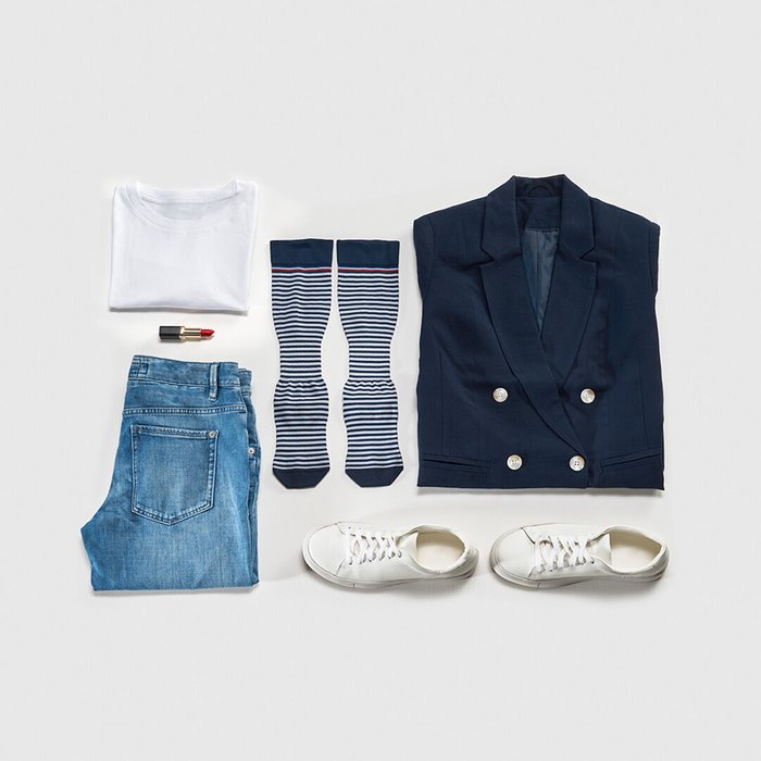 Product Image of Sigvaris Stützstrümpfe Highlight Mariniere for Women, Damen-Kompressionsstrümpfe mit Streifen-Muster, modisch