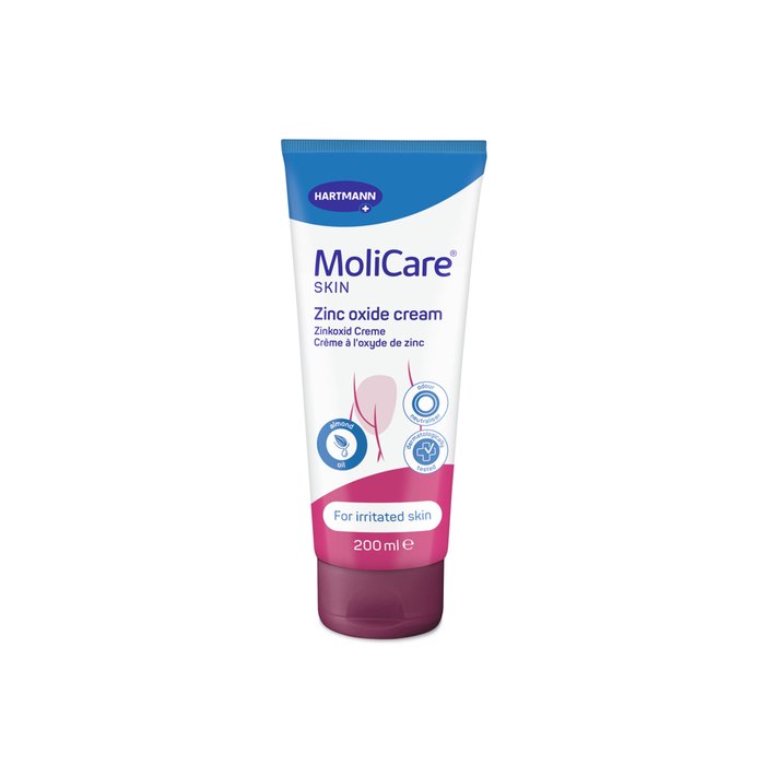 Product Image of MoliCare Skin Pflegecreme Zinkoxid, Hautschutzbarriere bei Inkontinenz, Zinkoxid, Nutriskin Complex, 200 ml