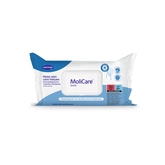 Product Image of MoliCare Skin Pflegetücher, feuchte Reinigungstücher bei Inkontinenz, geruchsneutralisierend, alkoholfrei, 50 Stück