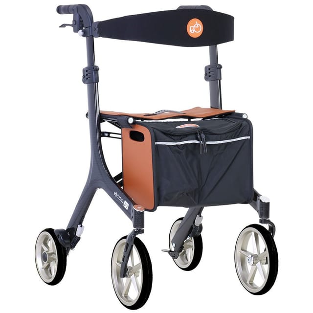 Gallery Image of UHC Carbon Rollator F1, ultraleichter Gehwagen mit Echtledersitz, Designfelgen, faltbar, carbon