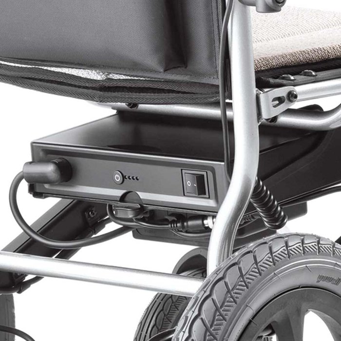 Product Image of UHC Elektrorollstuhl Hubby, faltbarer E-Rollstuhl 6 km-h, abnehmbarer Batteriekasten, silber-schwarz