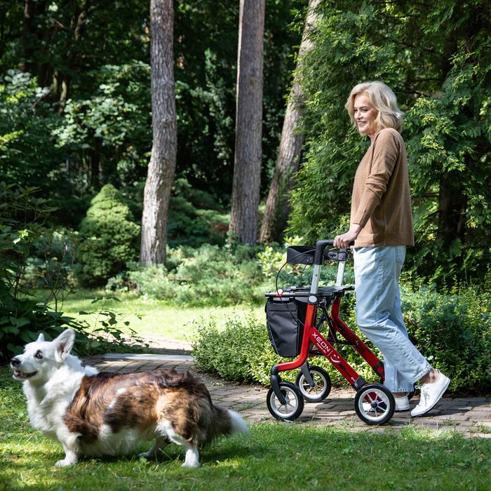 Product Image of Rehasense Rollator XEON Aluminium, faltbarer Gehwagen kompakt, Click-Safe-Faltmechanismus, PUR-Softbereifung