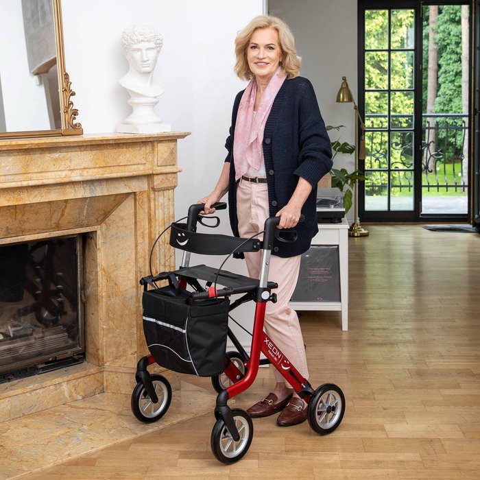 Product Image of Rehasense Rollator XEON Aluminium, faltbarer Gehwagen kompakt, Click-Safe-Faltmechanismus, PUR-Softbereifung
