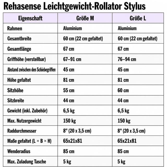 Gallery Image of Rehasense Rollator Stylus, leichter Aluminium-Gehwagen faltbar, Smart-Turn-Stockhalter, höhenverstellbar