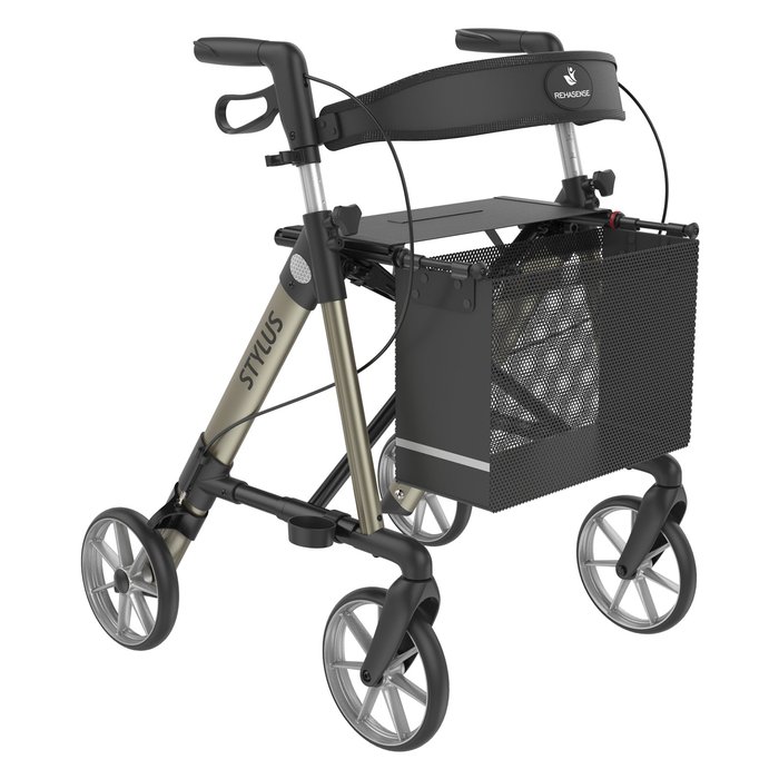 Product Image of Rehasense Rollator Stylus, leichter Aluminium-Gehwagen faltbar, Smart-Turn-Stockhalter, höhenverstellbar