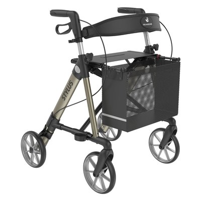 Produktbild für Rehasense Rollator Stylus, leichter Aluminium-Gehwagen faltbar, Smart-Turn-Stockhalter, höhenverstellbar