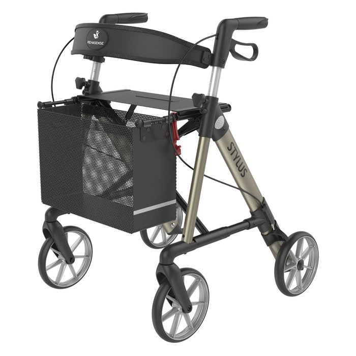 Product Image of Rehasense Rollator Stylus, leichter Aluminium-Gehwagen faltbar, Smart-Turn-Stockhalter, höhenverstellbar